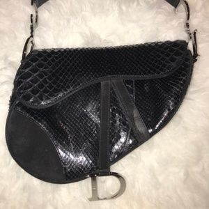 dior saddle bag python